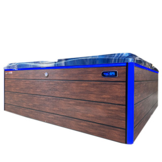 JACUZZI OGRODOWE WANNA SPA748 NIEBIESKA FALA OCEANU OBUDOWA BRĄZOWA DESKA F21 230x230 CM