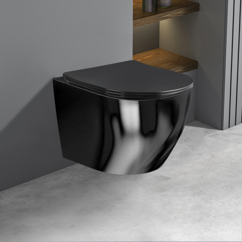 MISKA WC WISZĄCA RIMLESS MIZU-BL-RIM-03 CZARNA DESKA WOLNOOPADAJĄCA DUROPLAST MISKA WC WISZĄCA RIMLESS MIZU-BL-RIM-03 CZARNA DESKA WOLNOOPADAJĄCA DUROPLAST