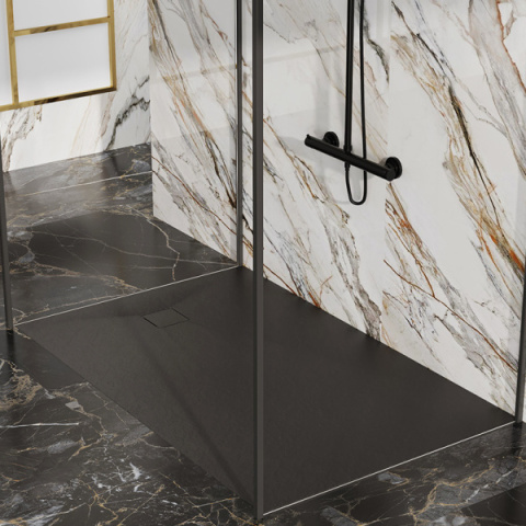 BRODZIK PRYSZNICOWY KAMIENNY PROSTOKĄTNY SLIM RIKO CZARNY 150x90 CM BRODZIK PRYSZNICOWY KAMIENNY PROSTOKĄTNY SLIM RIKO CZARNY 150x90 CM
