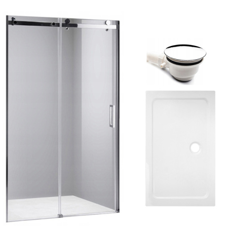 DRZWI PRYSZNICOWE Z BRODZIKIEM SH03B/ST03A CHROM/BIAŁY 95-100/100x80 CM 8 MM