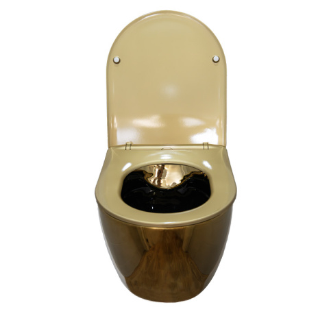 MISKA WC WISZĄCA RIMLESS MIZU-GL-BL-RIM-03 ZŁOTY POŁYSK DESKA WOLNOOPADAJĄCA DUROPLAST