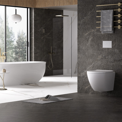 MISKA WC WISZĄCA RIMLESS PURO-WH-02 BIAŁA DESKA WOLNOOPADAJĄCA DUROPLAST
