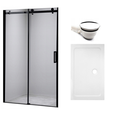 DRZWI PRYSZNICOWE Z BRODZIKIEM SH03C/ST04B CZARNE/BIAŁY 105-110/110x90 CM 8 MM DRZWI PRYSZNICOWE Z BRODZIKIEM SH03C/ST04B CZARNE/BIAŁY 105-110/110x90 CM 8 MM