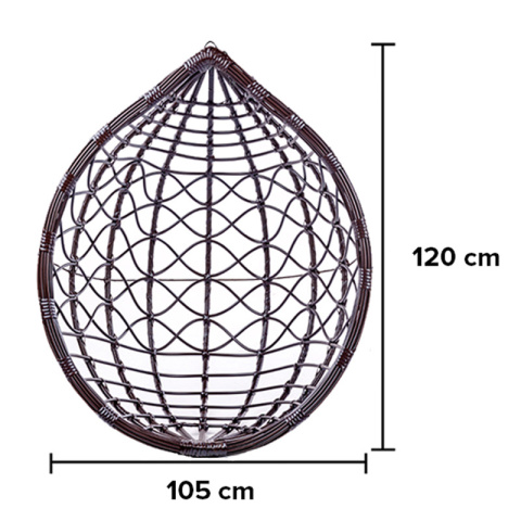 FOTEL OGRODOWY WISZĄCY KOKON DUŻY KOSZ VEGAS BRĄZOWY BEZ PODSTAWY PODUSZKA CZARNA