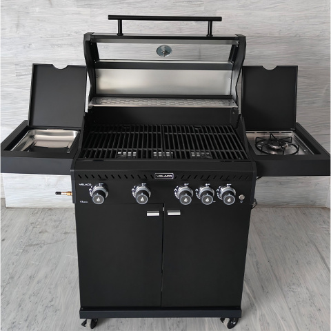 GRILL OGRODOWY GAZOWY Z POKRYWĄ I PÓŁKAMI ZEUS-C CZARNY RUSZT ŻELIWNY 14,5 KW GRILL OGRODOWY GAZOWY Z POKRYWĄ I PÓŁKAMI ZEUS-C CZARNY RUSZT ŻELIWNY 14,5 KW
