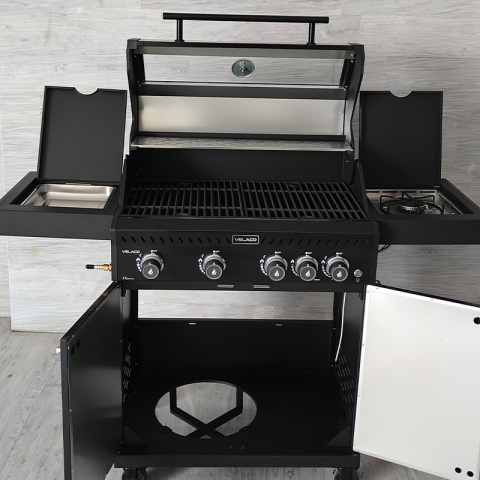 GRILL OGRODOWY GAZOWY Z POKRYWĄ I PÓŁKAMI ZEUS-C CZARNY RUSZT ŻELIWNY 14,5 KW GRILL OGRODOWY GAZOWY Z POKRYWĄ I PÓŁKAMI ZEUS-C CZARNY RUSZT ŻELIWNY 14,5 KW