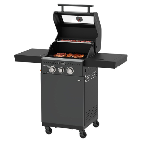 GRILL OGRODOWY GAZOWY Z POKRYWĄ I PÓŁKAMI ZEUS-A CZARNY RUSZT ŻELIWNY 8,5 KW + POKROWIEC GRILL OGRODOWY GAZOWY Z POKRYWĄ I PÓŁKAMI ZEUS-A CZARNY RUSZT ŻELIWNY 8,5 KW + POKROWIEC