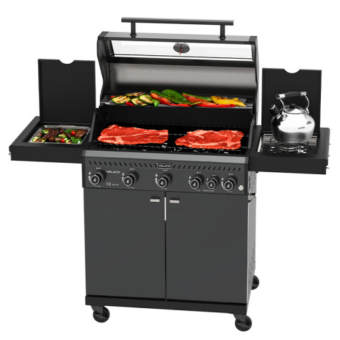 GRILL OGRODOWY GAZOWY Z POKRYWĄ I PÓŁKAMI ZEUS-D CZARNY RUSZT ŻELIWNY 17,5 KW + POKROWIEC GRILL OGRODOWY GAZOWY Z POKRYWĄ I PÓŁKAMI ZEUS-D CZARNY RUSZT ŻELIWNY 17,5 KW + POKROWIEC