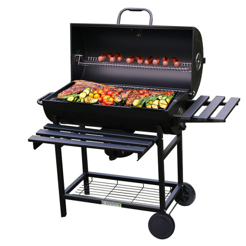 GRILL OGRODOWY WĘGLOWY Z POKRYWĄ I PÓŁKAMI VL09-A1 CZARNY GRILL OGRODOWY WĘGLOWY Z POKRYWĄ I PÓŁKAMI VL09-A1 CZARNY