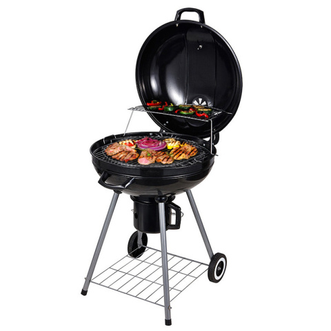 GRILL OGRODOWY WĘGLOWY Z POKRYWĄ OKRĄGŁY VL04 CZARNY GRILL OGRODOWY WĘGLOWY Z POKRYWĄ OKRĄGŁY VL04 CZARNY