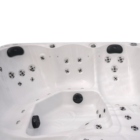 JACUZZI OGRODOWE WANNA SPA750 BIAŁY MARMUR OBUDOWA ANTRACYT 200x200 CM