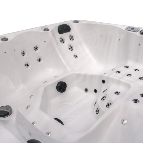 JACUZZI OGRODOWE WANNA SPA750 BIAŁY MARMUR OBUDOWA ANTRACYT 200x200 CM