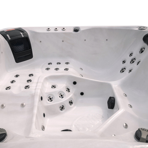JACUZZI OGRODOWE WANNA SPA750 BIAŁY MARMUR OBUDOWA ANTRACYT 200x200 CM
