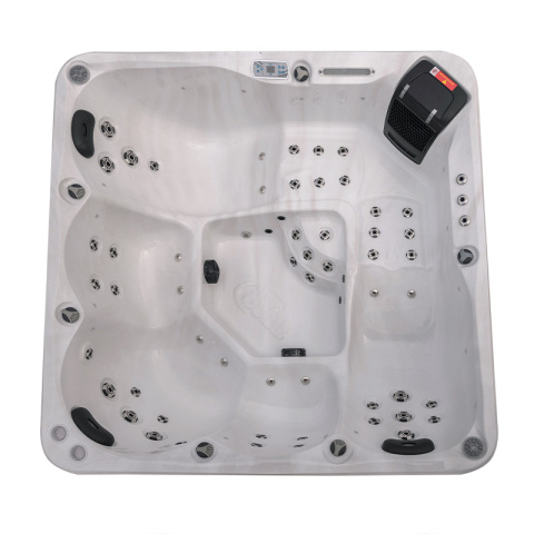 JACUZZI OGRODOWE WANNA SPA750 BIAŁY MARMUR OBUDOWA ANTRACYT 200x200 CM