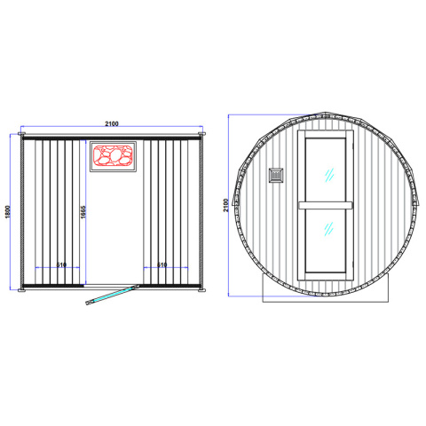 SAUNA OGRODOWA FIŃSKA BECZKA Z PIECEM FORSA-HG 4-6 OSOBOWA 210x180 CM SAUNA OGRODOWA FIŃSKA BECZKA Z PIECEM FORSA-HG 4-6 OSOBOWA 210x180 CM
