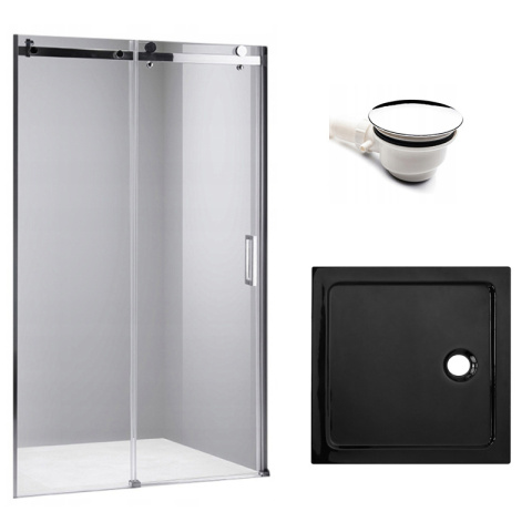 DRZWI PRYSZNICOWE Z BRODZIKIEM SH03B/ST06A CHROM/CZARNY 95-100/100x100 CM 8 MM DRZWI PRYSZNICOWE Z BRODZIKIEM SH03B/ST06A CHROM/CZARNY 95-100/100x100 CM 8 MM
