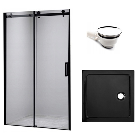 DRZWI PRYSZNICOWE Z BRODZIKIEM SH03B/ST06A CZARNE/CZARNY 95-100/100x100 CM 8 MM DRZWI PRYSZNICOWE Z BRODZIKIEM SH03B/ST06A CZARNE/CZARNY 95-100/100x100 CM 8 MM