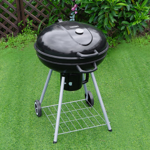 GRILL OGRODOWY WĘGLOWY Z POKRYWĄ OKRĄGŁY VL04 CZARNY GRILL OGRODOWY WĘGLOWY Z POKRYWĄ OKRĄGŁY VL04 CZARNY