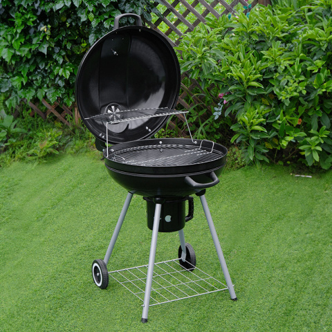 GRILL OGRODOWY WĘGLOWY Z POKRYWĄ OKRĄGŁY VL04 CZARNY GRILL OGRODOWY WĘGLOWY Z POKRYWĄ OKRĄGŁY VL04 CZARNY