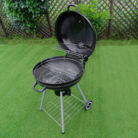 GRILL OGRODOWY WĘGLOWY Z POKRYWĄ OKRĄGŁY VL04 CZARNY GRILL OGRODOWY WĘGLOWY Z POKRYWĄ OKRĄGŁY VL04 CZARNY