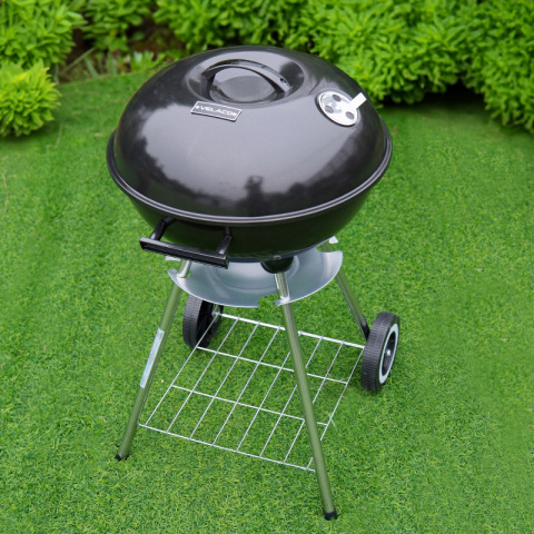 GRILL OGRODOWY WĘGLOWY Z POKRYWĄ OKRĄGŁY VL16 CZARNY GRILL OGRODOWY WĘGLOWY Z POKRYWĄ OKRĄGŁY VL16 CZARNY