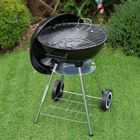 GRILL OGRODOWY WĘGLOWY Z POKRYWĄ OKRĄGŁY VL16 CZARNY GRILL OGRODOWY WĘGLOWY Z POKRYWĄ OKRĄGŁY VL16 CZARNY