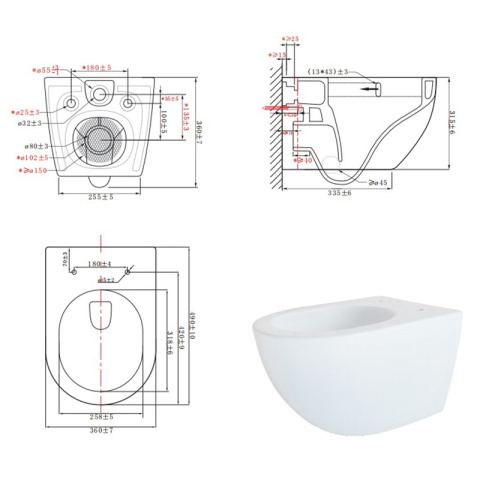 MISKA WC WISZĄCA TORNADO NERO-WH-02 BIAŁA DESKA WOLNOOPADAJĄCA DUROPLAST