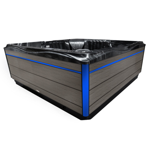 JACUZZI OGRODOWE WANNA SPA748 CZARNA FALA OBUDOWA SZARA DESKA F24 230x230 CM