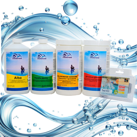 CHEMIA ZESTAW DO BASENU CHLOR SZOK PH MINUS FLOCKFIX ALBA TESTER STARTER SET2 CHEMIA ZESTAW DO BASENU CHLOR SZOK PH MINUS FLOCKFIX ALBA TESTER STARTER SET2
