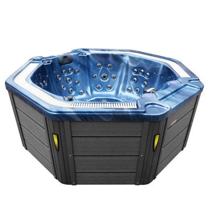 JACUZZI OGRODOWE WANNA SPA107 NIEBIESKA FALA OBUDOWA SZARA 220x220 CM