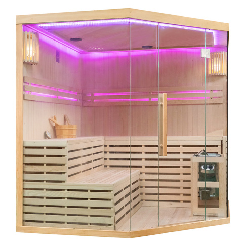 SAUNA FIŃSKA WYSOKOTEMPERATUROWA Z PIECEM OSLO6/HARVIA 8KW 5-6 OSOBOWA 200x200 CM