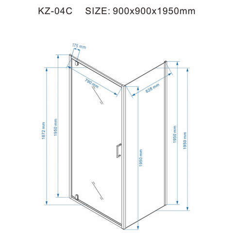 KABINA PRYSZNICOWA KWADRATOWA KZ04C CHROM 90x90 CM