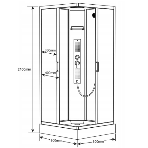 KABINA PRYSZNICOWA Z HYDROMASAŻEM WSH312A 80x80 CM KABINA PRYSZNICOWA Z HYDROMASAŻEM WSH312A 80x80 CM